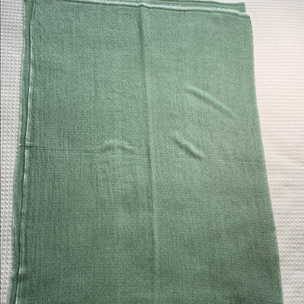 Dream N Art Collection green and white cashmere scarf made in Nepal - Picture 3 of 6